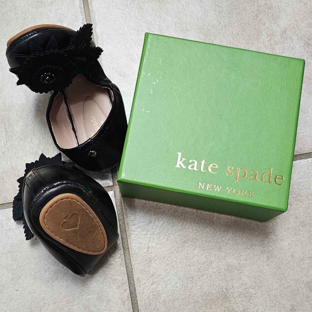 NEW Kate Spade Black Flower Ballet Shoes - In Box Size 6.5!